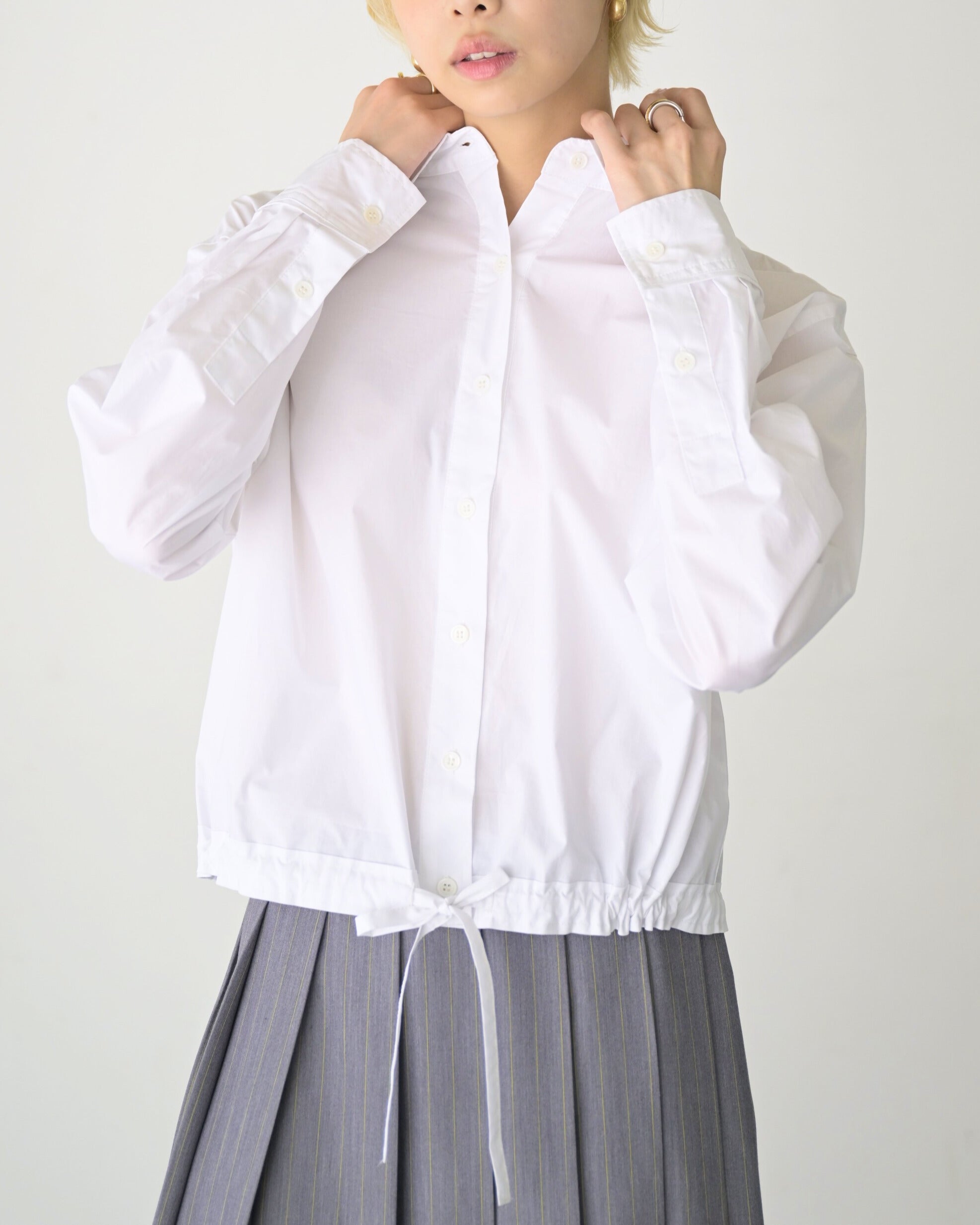 裾ドロストシャツ