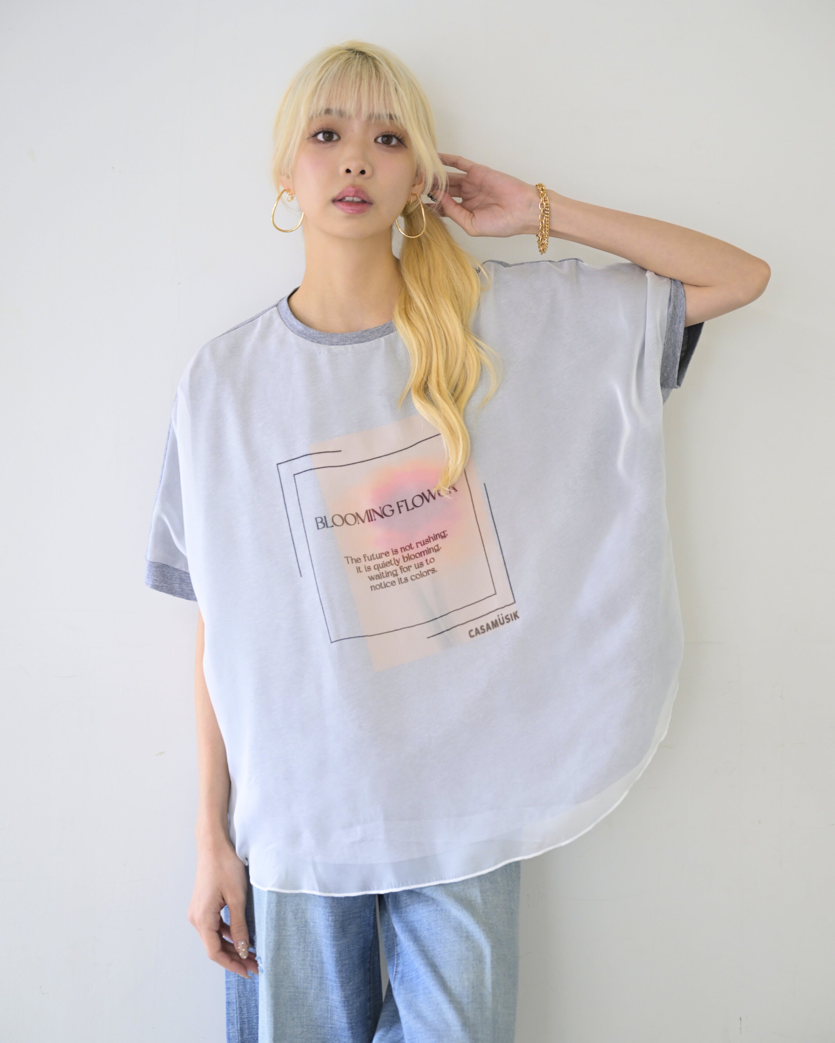 シフォン重ねプルオーバー